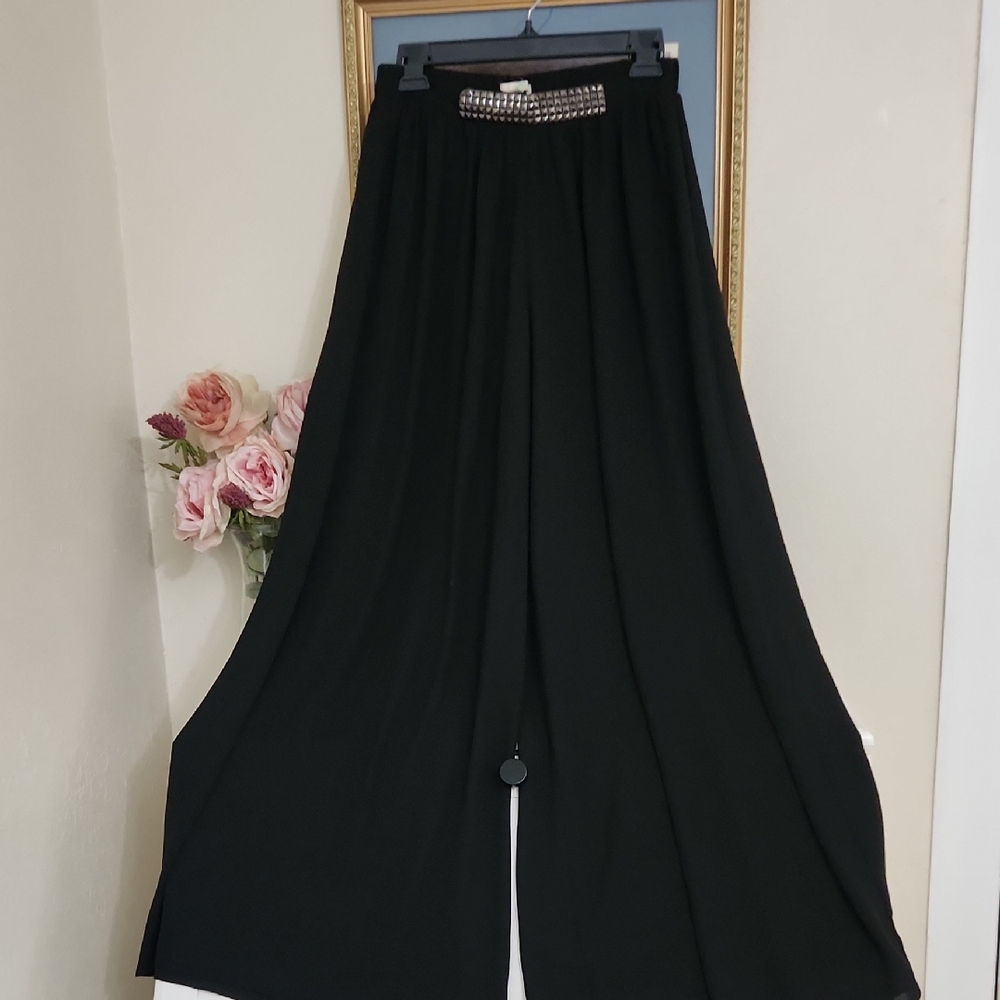Studdee Black Wide-Leg Pants With